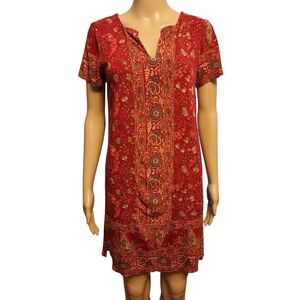 Lucky Brand Boho Short Sleeve Mini Shift Dress Size S